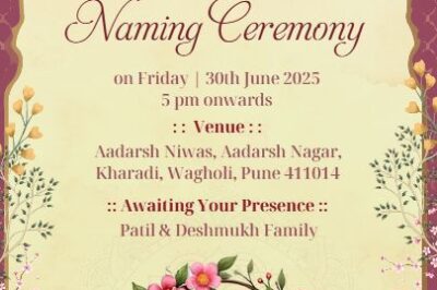 Modern Design of Naming Ceremony Invitation Card